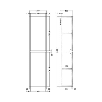 Nuie Havana Tall Unit Contemporary Graphite Grey Woodgrain MFC Textured Woodgrain 1433x350x255mm - JJ Building Materials