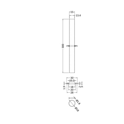 Nuie Heating Extras Decorative Chrome Pipes Contemporary Brass 300x15x15mm - JJ Building Materials