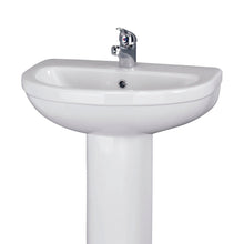 Nuie Ivo 550mm 1th Basin & Pedestal Contemporary White Vitreous China 845x555x445mm - JJ Building Materials