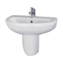 Nuie Ivo 550mm Basin 1th & Semi Pedestal Contemporary White Vitreous China 498x555x445mm - JJ Building Materials