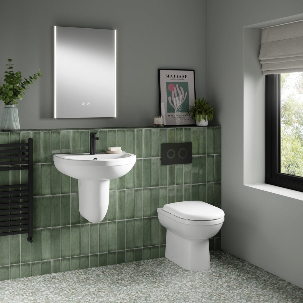 Nuie Ivo Back To Wall Pan Contemporary White Vitreous China 395x360x540mm - JJ Building Materials