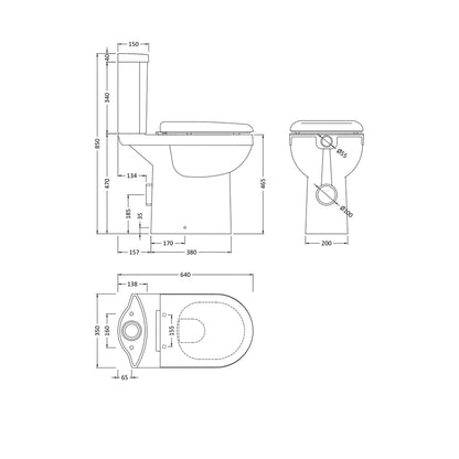 Nuie Ivo Comfort Height Pan & Cistern Contemporary White Vitreous China 850x350x640mm - JJ Building Materials