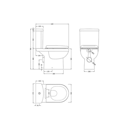 Nuie Ivo Rimless Pan, Cistern & Seat Contemporary White Vitreous China 810x370x650mm - JJ Building Materials