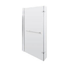 Nuie L-shaped Bath Screen Hinged With Rail Contemporary Chrome Aluminium 1416x815x38mm - JJ Building Materials
