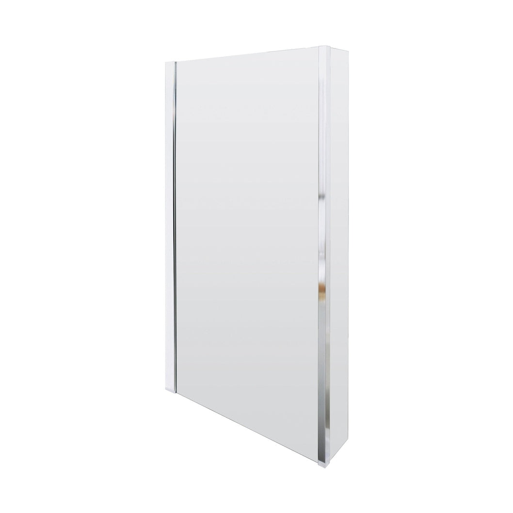 Nuie L-shaped Fixed Bath Screen Contemporary Chrome Aluminium 1400x815x150mm - JJ Building Materials