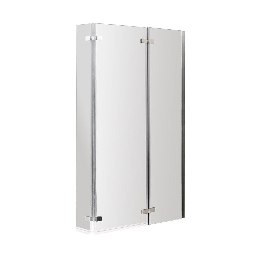 Nuie L-shaped Hinged Bath Screen Contemporary Chrome Aluminium 1400x760x38mm - JJ Building Materials