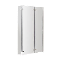 Nuie L-shaped Hinged Bath Screen Contemporary Chrome Aluminium 1400x760x38mm - JJ Building Materials