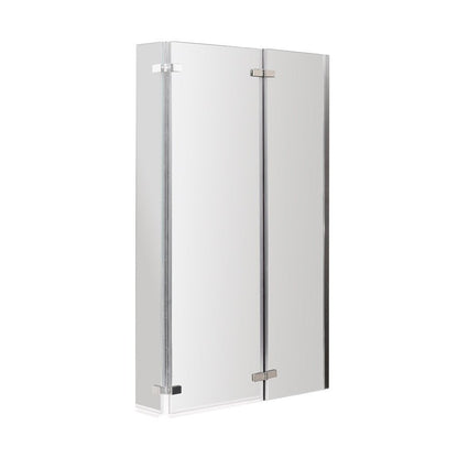 Nuie L-shaped Hinged Bath Screen Contemporary Chrome Aluminium 1400x760x38mm - JJ Building Materials