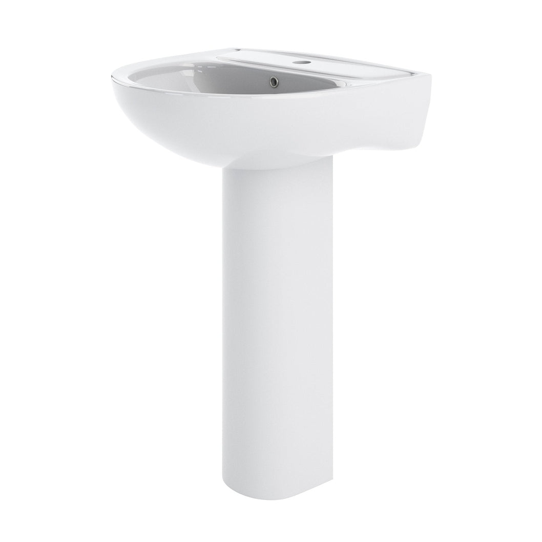Nuie Lawton 550mm Basin & Pedestal Contemporary White Vitreous China 850x550x480mm - JJ Building Materials