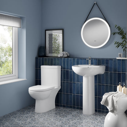 Nuie Lawton 550mm Basin & Pedestal Contemporary White Vitreous China 850x550x480mm - JJ Building Materials
