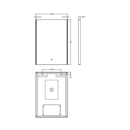 Nuie Led Touch Sensor 700 X 500 Led Mirror Contemporary Silver Aluminium 700x500x33mm - JJ Building Materials
