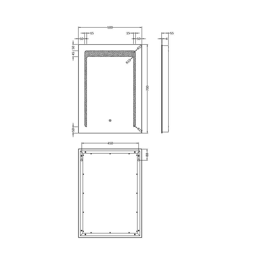 Nuie Led Touch Sensor 700 X 500 Led Mirror Contemporary Silver Aluminium 700x500x45mm - JJ Building Materials