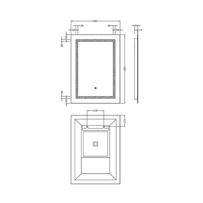 Nuie Led Touch Sensor 700 X 500 Touch Sensor Mirror Contemporary Silver Aluminium 700x500x33mm - JJ Building Materials