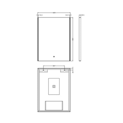 Nuie Led Touch Sensor 800 X 600 Ambient Touch Sensor Mirror Contemporary Silver Aluminium 800x600x33mm - JJ Building Materials
