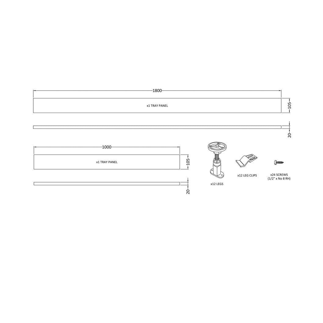 Nuie Leg Sets And Plinths Leg Set & Plinth Kit (1700 &1000 Plinth) Contemporary White ABS 12x105x12mm - JJ Building Materials