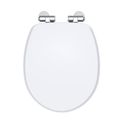 Nuie Legend Soft Close Wooden Toilet Seat Traditional Gloss White MDF Paint 58x371x455mm - JJ Building Materials