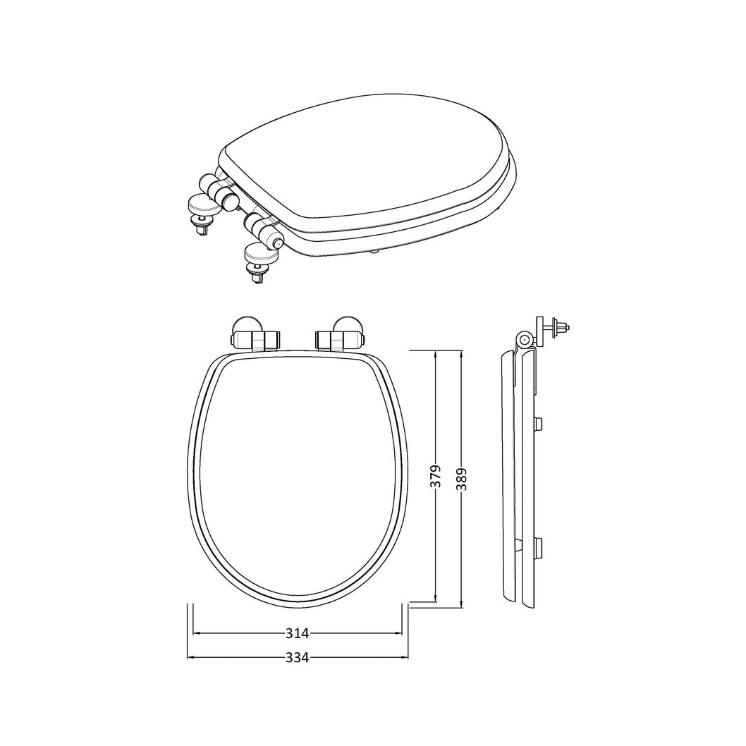 Nuie Legend Soft Close Wooden Toilet Seat Traditional Gloss White MDF Paint 58x371x455mm - JJ Building Materials