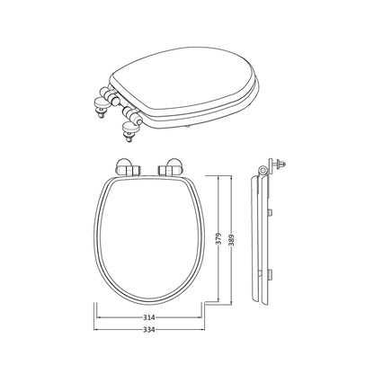 Nuie Legend Soft Close Wooden Toilet Seat Traditional Gloss White MDF Paint 58x371x455mm - JJ Building Materials