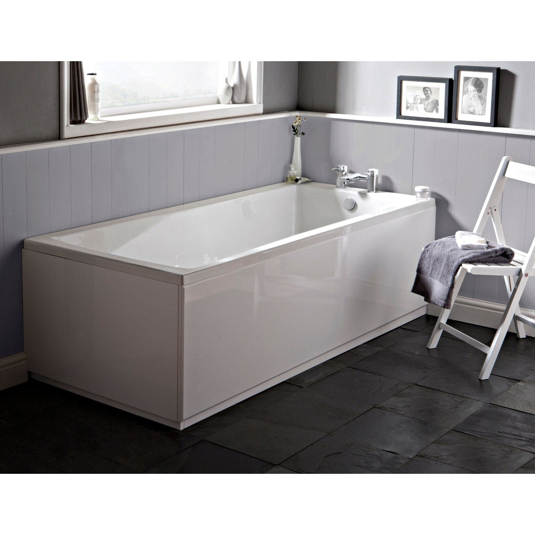 Nuie Linton Square Single Ended Bath 1400 X 700mm Contemporary European White Acrylic - JJ Building Materials