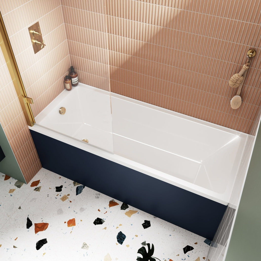 Nuie Linton Thin Edge Single Ended Bath 1700 X 700mm Contemporary White Acrylic - JJ Building Materials