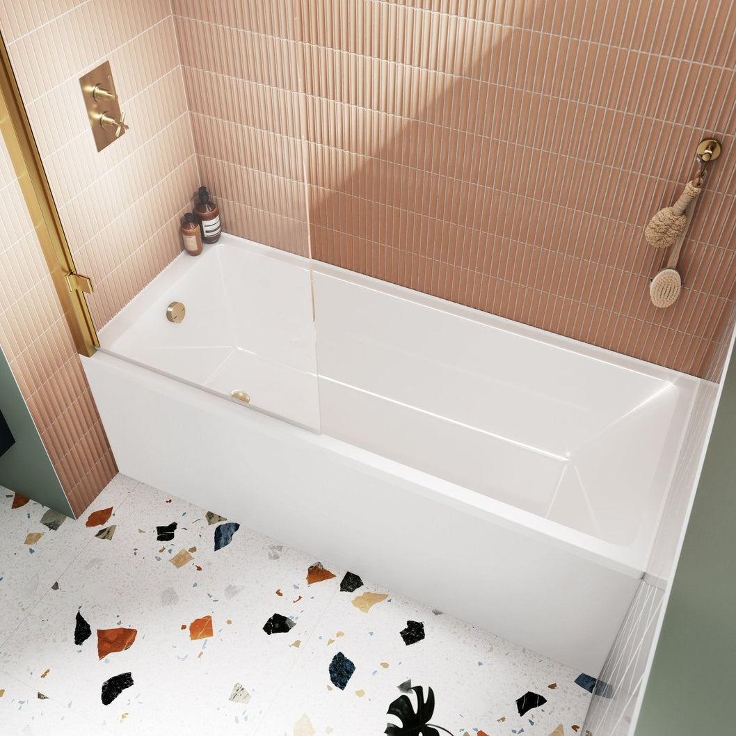 Nuie Linton Thin Edge Single Ended Bath 1700 X 700mm Contemporary White Acrylic - JJ Building Materials