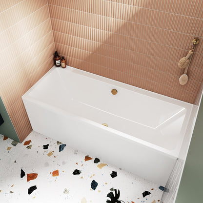 Nuie Linton Thin Edge Single Ended Bath 1800 X 800mm Contemporary White Acrylic - JJ Building Materials