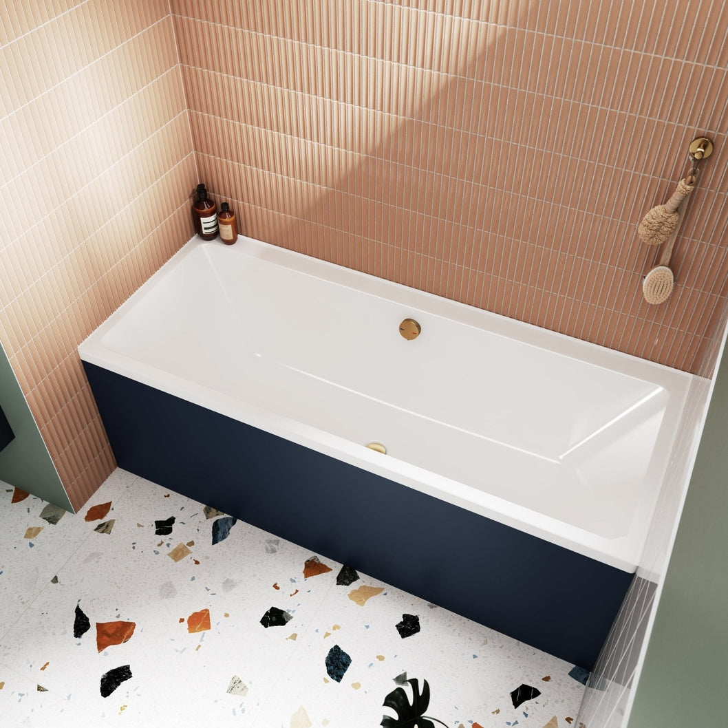Nuie Linton Thin Edge Single Ended Bath 1800 X 800mm Contemporary White Acrylic - JJ Building Materials