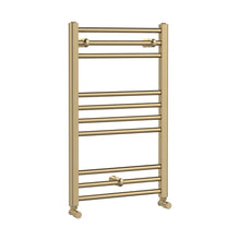 Nuie Lorica Round Straight Towel Radiator 800x500 Contemporary Brushed Brass Steel 800x500x30mm - JJ Building Materials