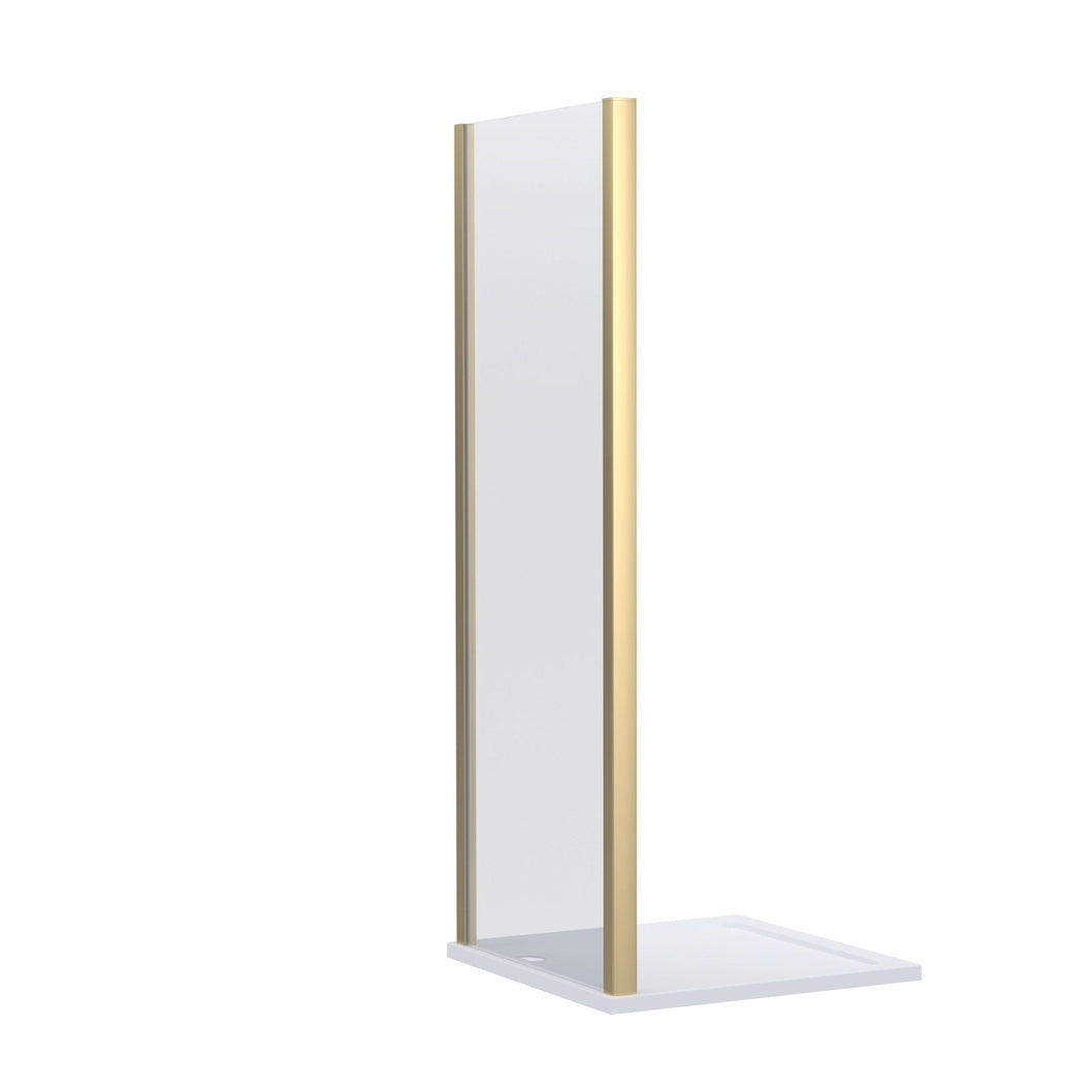Nuie Lucie 1000mm Side Panel - Brushed Brass Contemporary Aluminium,glass 1900x990x31mm - JJ Building Materials
