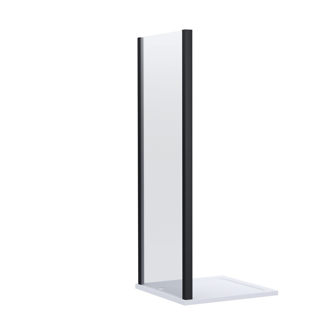 Nuie Lucie 1000mm Side Panel - Matt Black Contemporary Aluminium,glass 1900x990x31mm - JJ Building Materials