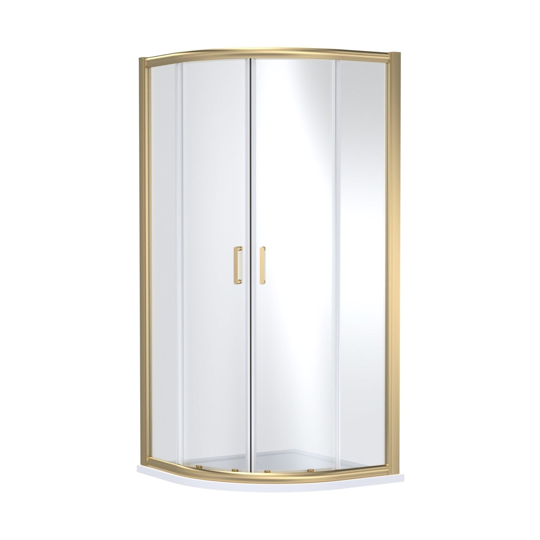 Nuie Lucie 1000mm X 1000mm Quadrant - Brushed Brass Contemporary Aluminium,glass 1900x980x980mm - JJ Building Materials