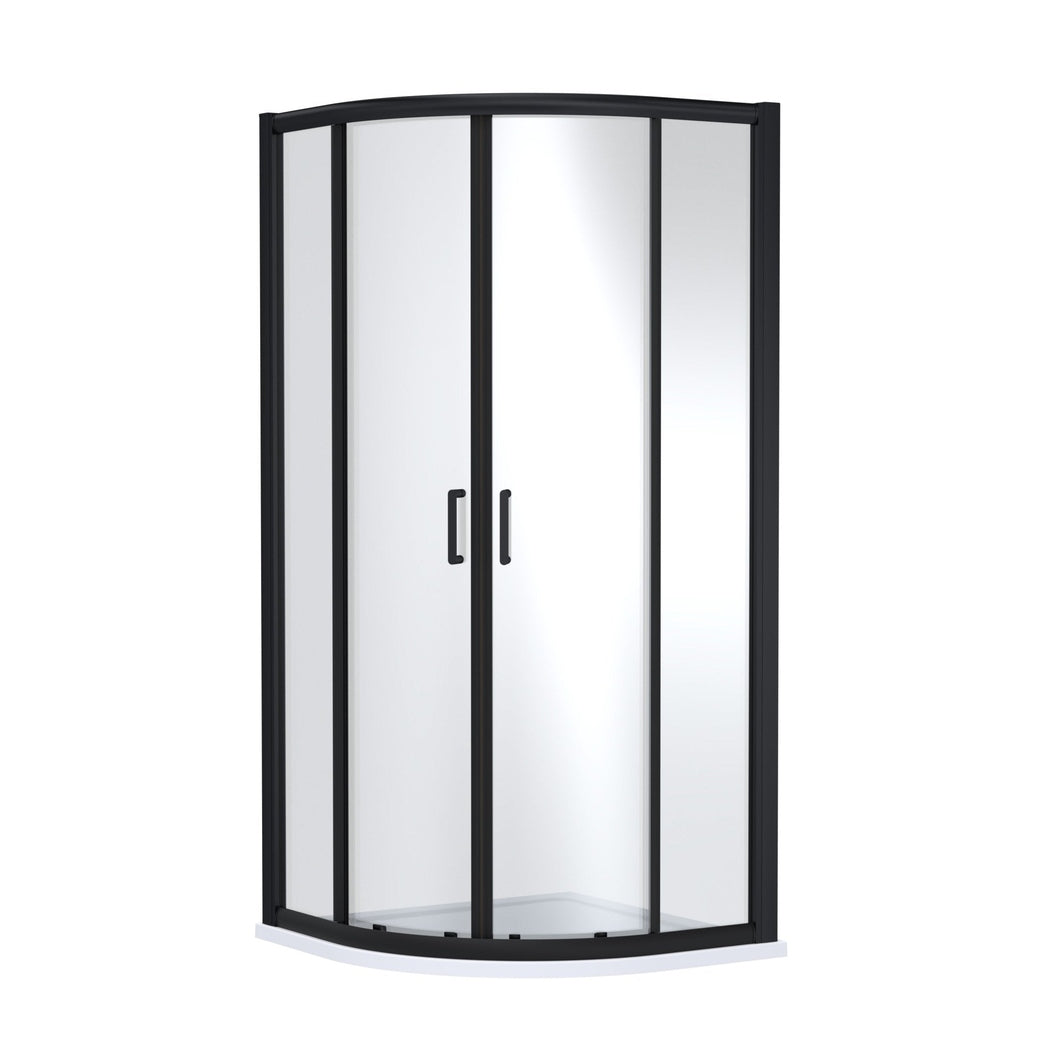 Nuie Lucie 1000mm X 1000mm Quadrant - Matt Black Contemporary Aluminium,glass 1900x980x980mm - JJ Building Materials