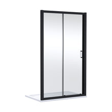 Nuie Lucie 1200mm Sliding Shower Door - Matt Black Contemporary Aluminium,glass 1900x1190x31mm - JJ Building Materials