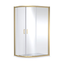 Nuie Lucie 1200mm X 800mm Offset Quadrant - Brushed Brass Contemporary Aluminium,glass 1900x1180x780mm - JJ Building Materials