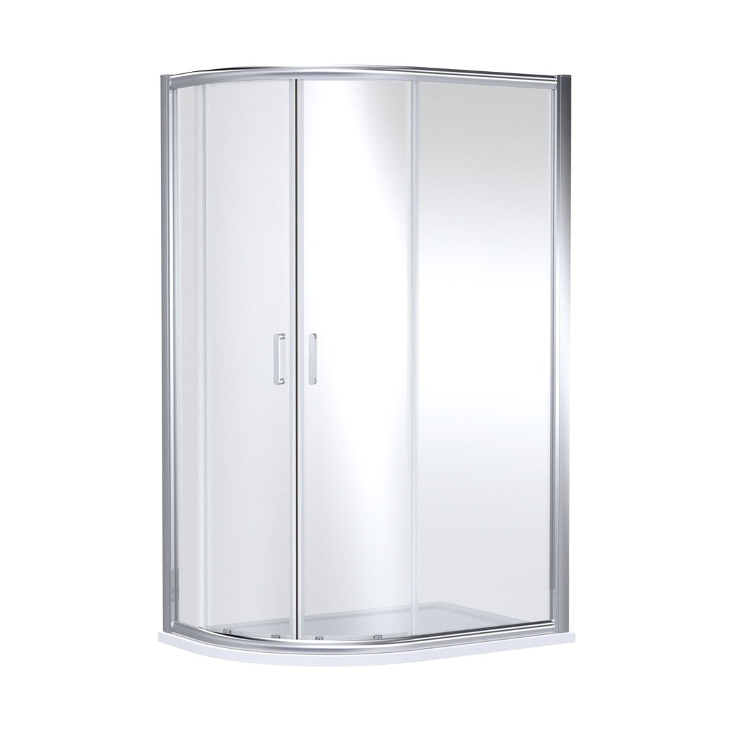 Nuie Lucie 1200mm X 800mm Offset Quadrant - Chrome Contemporary Aluminium,glass 1900x1180x780mm - JJ Building Materials