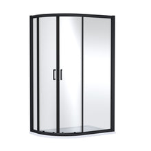 Nuie Lucie 1200mm X 800mm Offset Quadrant - Matt Black Contemporary Aluminium,glass 1900x1180x780mm - JJ Building Materials