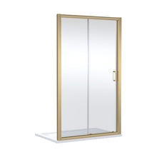Nuie Lucie 1400mm Sliding Shower Door - Brushed Brass Contemporary Aluminium,glass 1900x1390x31mm - JJ Building Materials