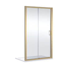 Nuie Lucie 1700mm Sliding Shower Door - Brushed Brass Contemporary Aluminium,glass 1900x1690x31mm - JJ Building Materials