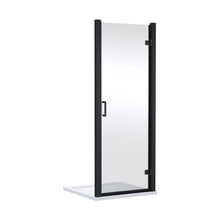 Nuie Lucie 900mm Hinged Shower Door- Matt Black Contemporary Aluminium,glass 1900x890x31mm - JJ Building Materials