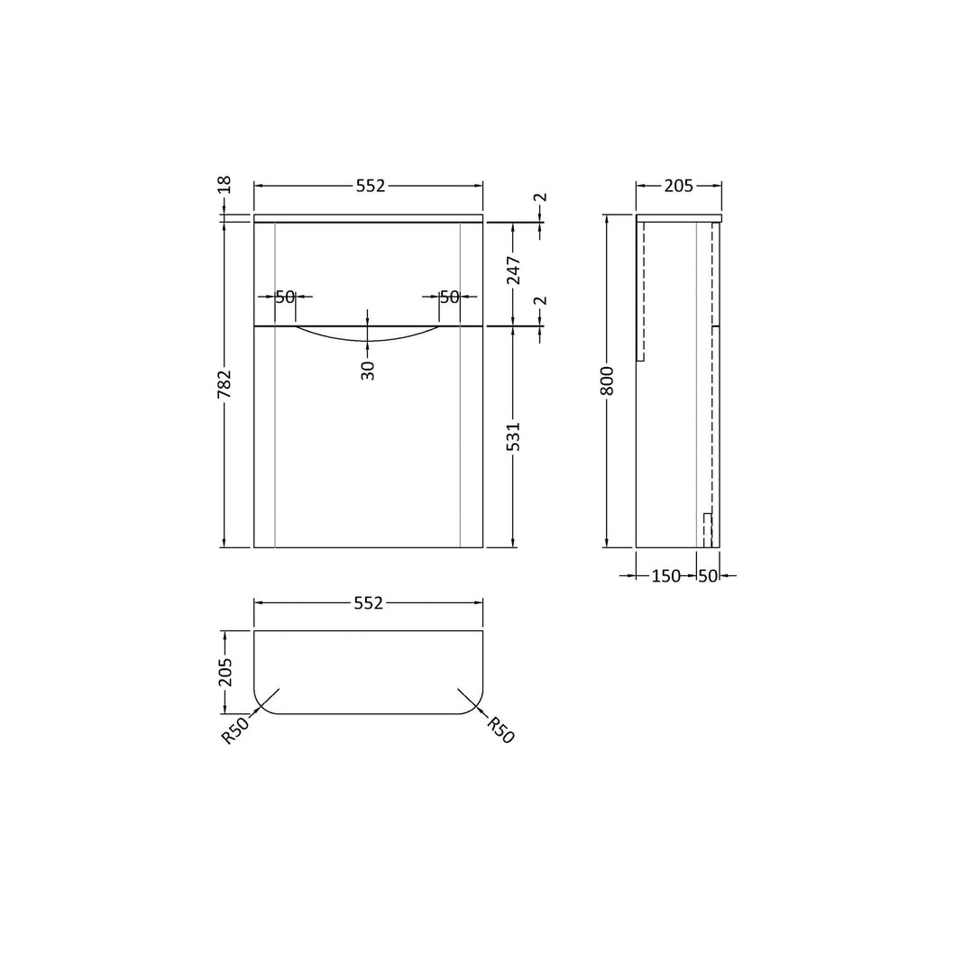 Nuie Lunar 550mm Wc Unit Contemporary Satin Green MFC Painted Matt 800x550x205mm - JJ Building Materials