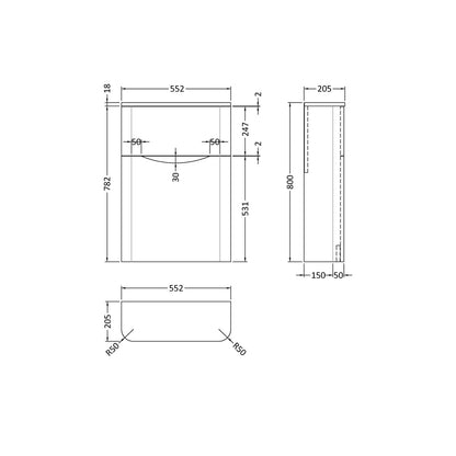 Nuie Lunar 550mm Wc Unit Contemporary Soft Black MFC Painted Matt 800x550x205mm - JJ Building Materials