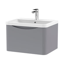 Nuie Lunar 600mm Wall Hung 1 Drawer Vanity & Polymarble Basin Contemporary Satin Grey MFC Painted Matt,polymarble 399x600x445mm - JJ Building Materials