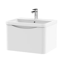 Nuie Lunar 600mm Wall Hung 1 Drawer Vanity & Polymarble Basin Contemporary Satin White MFC Painted Matt,polymarble 399x600x445mm - JJ Building Materials