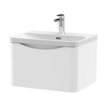 Nuie Lunar 600mm Wall Hung 1 Drawer Vanity & Thin Edge Ceramic Basin Contemporary Satin White Ceramic,MFC Painted Matt - JJ Building Materials