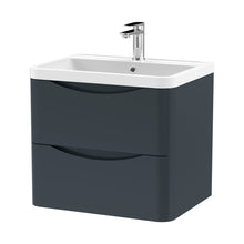 Nuie Lunar 600mm Wall Hung 2 Drawer Vanity & Polymarble Basin Contemporary Soft Black MFC Painted Matt,polymarble 540x600x445mm - JJ Building Materials