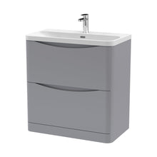 Nuie Lunar 800mm Floor Standing 2 Drawer Vanity & Thin Edge Ceramic Basin Contemporary Satin Grey Ceramic,MFC Painted Matt - JJ Building Materials