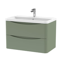 Nuie Lunar 800mm Wall Hung 2 Drawer Vanity & Polymarble Basin Contemporary Satin Green MFC Painted Matt,polymarble 540x800x445mm - JJ Building Materials