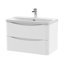 Nuie Lunar 800mm Wall Hung 2 Drawer Vanity & Thin Edge Ceramic Basin Contemporary Satin White Ceramic,MFC Painted Matt - JJ Building Materials