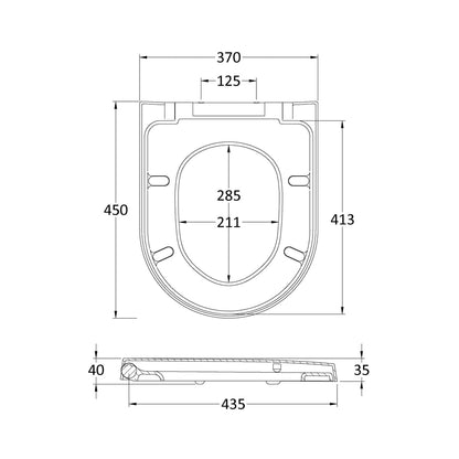 Nuie Luxury D Shaped Toilet Seat Contemporary White Stainless Steel Nylon,urea 40x370x450mm - JJ Building Materials