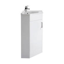 Nuie Mayford 1 Door Corner Cabinet & Basin Contemporary Gloss White MDF Vinyl Smooth Matt 800x555x395mm - JJ Building Materials